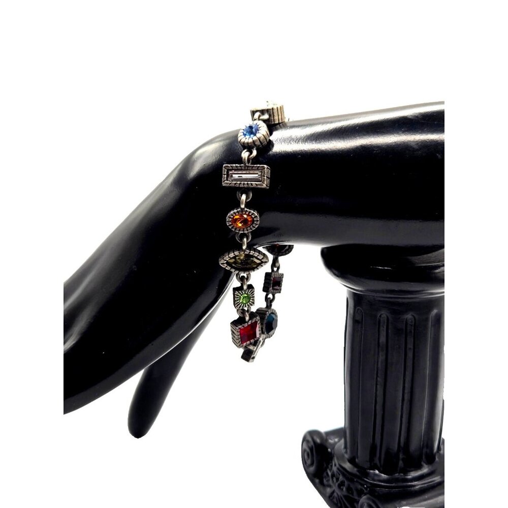Patricia Locke signed multi color Swarovski crystal bracelet Vintage Deco style